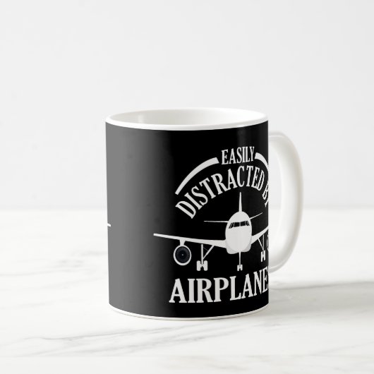 Mug Facilement Distrait Par Les Avions Drôle Aviation (Devant droit)