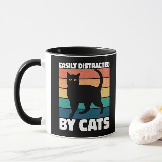 Mug Facilement distrait par les chats Chaton mignon pr (Avec donut)