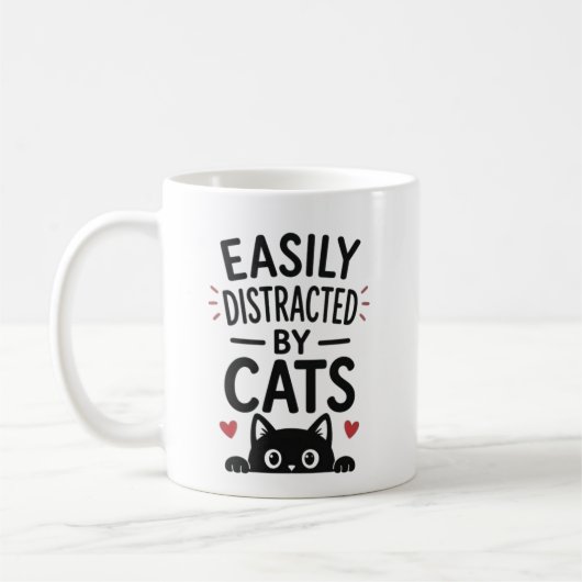 Mug Facilement Distrait Par Les Chats Citation Amusant (Gauche)