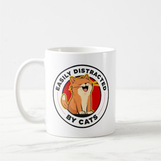 Mug Facilement distrait par les chats Création drôle p (Gauche)