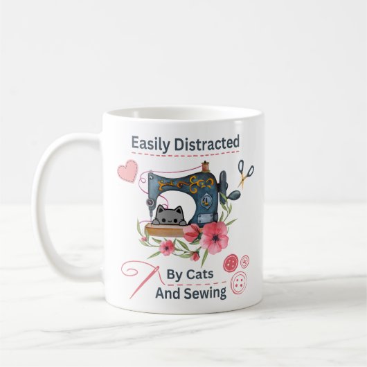 Mug Facilement Distrait Par Les Chats Et Amoureux De M (Gauche)