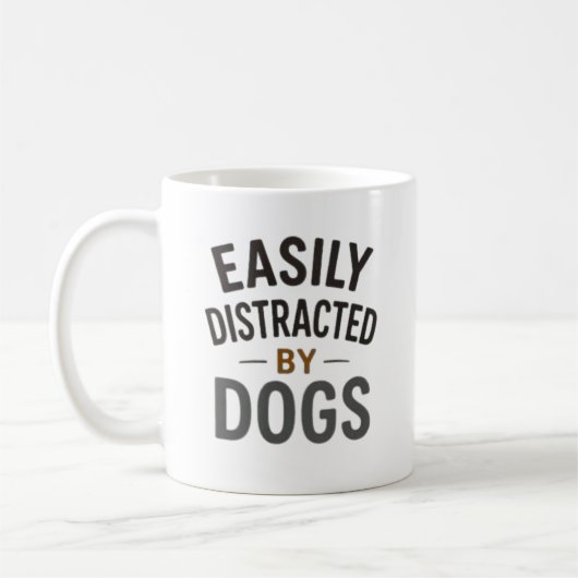 Mug Facilement Distrait Par Les Chiens Typographie En  (Gauche)