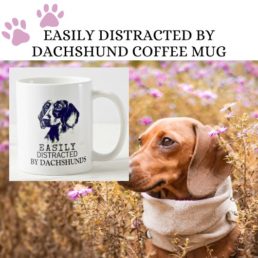 Mug Facilement Distrait Par Les Dachshunds Noir Et Bla