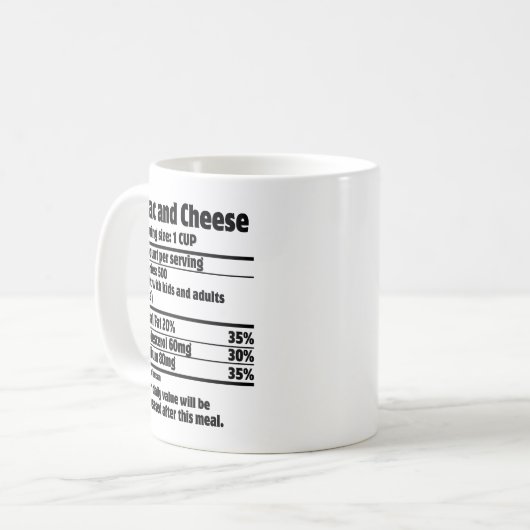 Mug Fact de la nutrition du fromage Mac.w (Devant gauche)