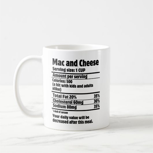 Mug Fact de la nutrition du fromage Mac.w (Gauche)