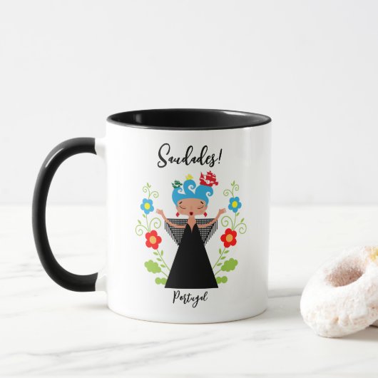 Mug Fado chanteuse avec caravelle portugaise (Avec donut)