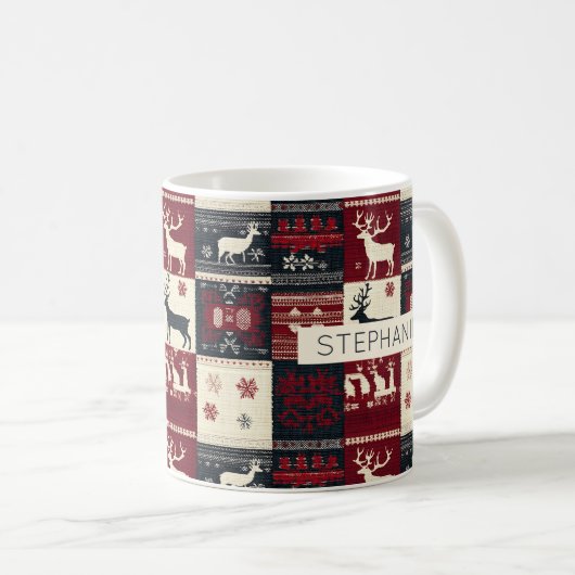 Mug Fair Isle Patchwork | Renard rustique (Devant droit)