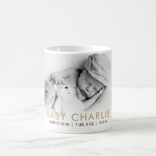 Mug Faire annonce de naissance de bébé avec statistiqu (Centre)