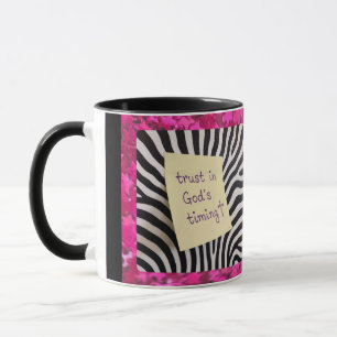 Mug Faire confiance au timing de Dieu zèbre rose paill
