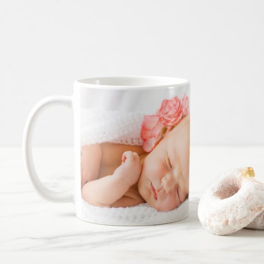 Mug Faire-part de naissance de bébé élégant – avec pho (Avec donut)