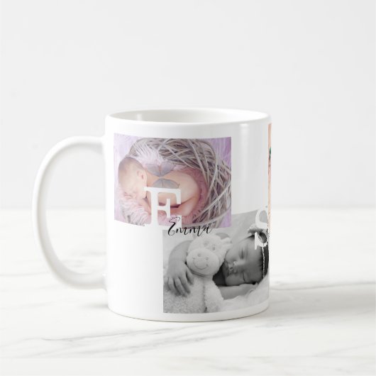 Mug Faire-part de naissance de collage photo Keepsaké (Gauche)