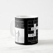 Mug Faire "Save the Date" Café Journal Noir et Blanc (Devant gauche)