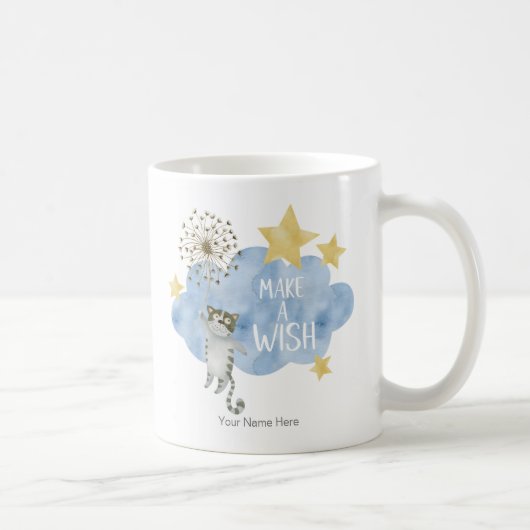 Mug Faire un vœu Citation Chat Étoile Nuage Nourrisson (Droite)