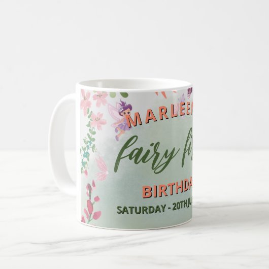Mug Fairy First Birday Forest Aquarelle Champagne (Devant gauche)