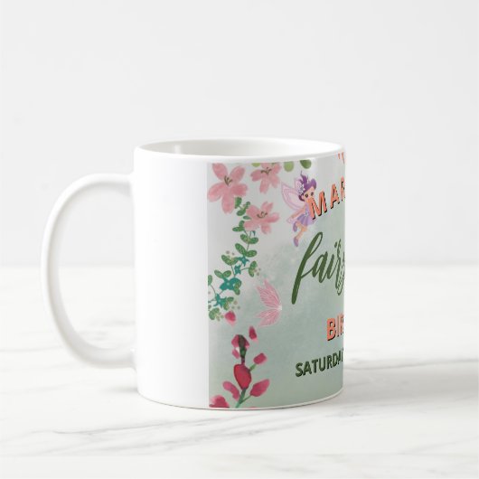 Mug Fairy First Birday Forest Aquarelle Champagne (Gauche)