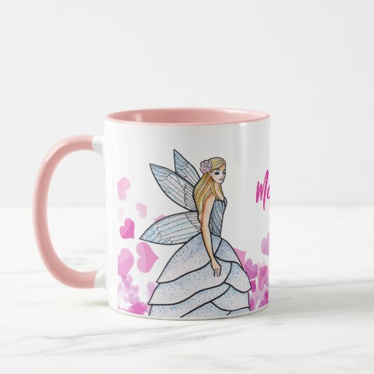 Mug Fairy Princess Pink Hearts Illustration de mode (Gauche)