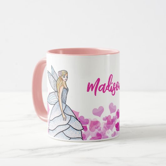 Mug Fairy Princess Pink Hearts Illustration de mode (Devant gauche)