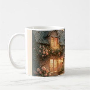 Mug Fairytale Cottage au coucher du soleil avec Rose