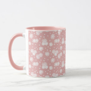 Mug Faisceaux et points - rose et blanc