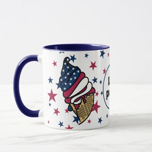 Mug Faisons la fête ! Bleu rouge glacé cône (Gauche)