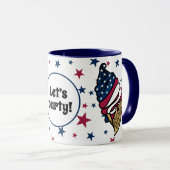 Mug Faisons la fête ! Bleu rouge glacé cône (Devant droit)