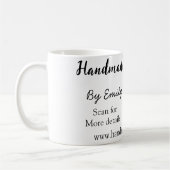 Mug Fait à la main avec amour code Q R site web petite (Gauche)