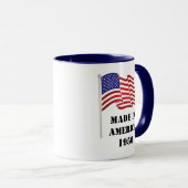 Mug Fait en Amérique Date de naissance (Devant droit)