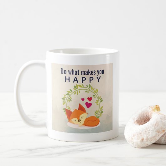 Mug Faites ce qui vous rend heureux Renard dormant ave (Avec donut)
