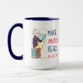 Mug Faites l'Amérique lire encore le blanc et le bleu (Gauche)