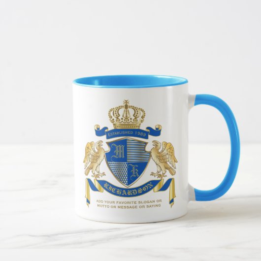Mug Faites votre propre armoiries Emblème d'aigle bleu (Droite)