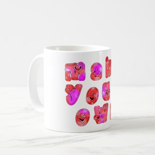Mug Faites votre propre coeur Art Design d'impression (Devant gauche)