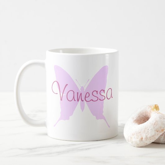Mug Faites votre propre papillon rose personnalisé (Avec donut)