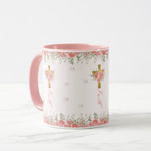 Mug Faith Cadeau Floral Cross (Devant gauche)