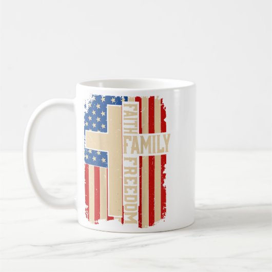 Mug Faith Family Dom Patriotic Christian On-back God C (Gauche)