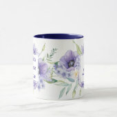 Mug Faith Hope Amour avec fleurs d'aquarelle Monogramm (Centre)