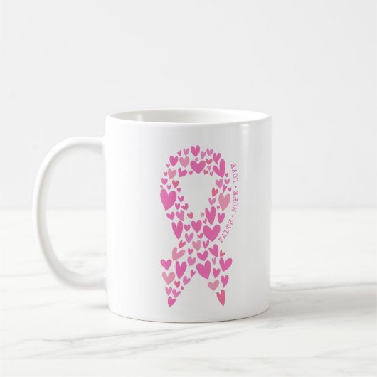 Mug Faith Hope Breast Cancer Pink Ribbon Awareness (Gauche)