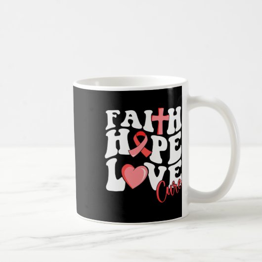 Mug Faith Hope Love Cure Burgundy Ribbon Cellule de dr (Droite)