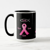 Mug Faith Hope Love Cure gotGod316.com Ruban rose (Gauche)
