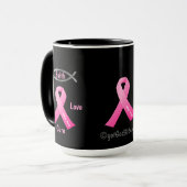 Mug Faith Hope Love Cure gotGod316.com Ruban rose (Devant gauche)