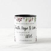 Mug Faith Hope Love Religion Écriture Citation Florale (Centre)