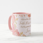 Mug Faith Hope Love Scripture Floral rose Rose or (Devant gauche)