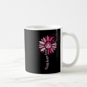 Mug Faith Hope Sunflower rose cancer du sein Sensibili