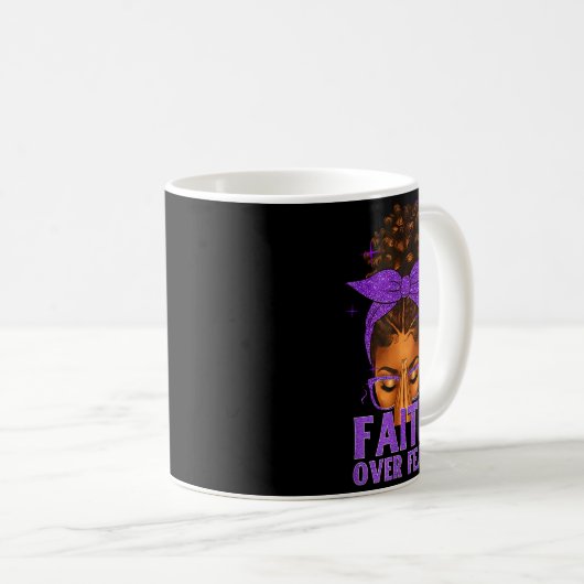 Mug Faith Over Fear Black Women Afro Christian African (Devant droit)