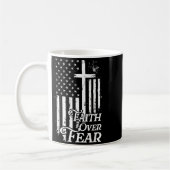 Mug Faith Over Fear Christian American Flag Religious (Gauche)