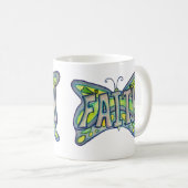 Mug Faith Word Art Blue Butterfly Wings Coffee Cup (Devant droit)