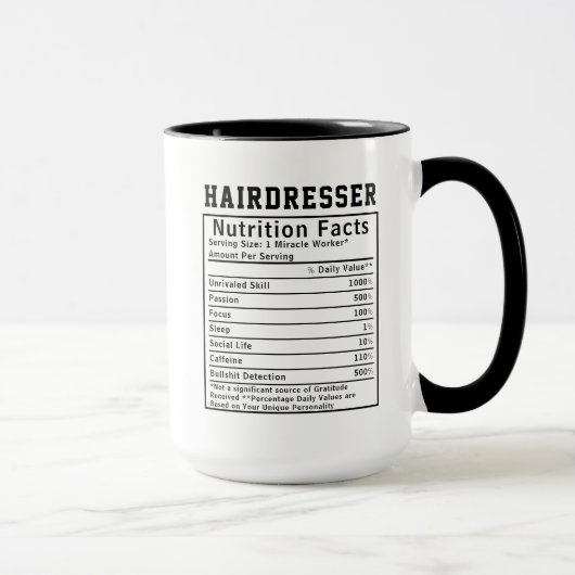 Mug Faits Nutritionnels Coiffeur Drôle Salon Worker (Droite)