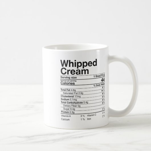 Mug Faits nutritionnels de la crème fouettée Cadeau de (Droite)