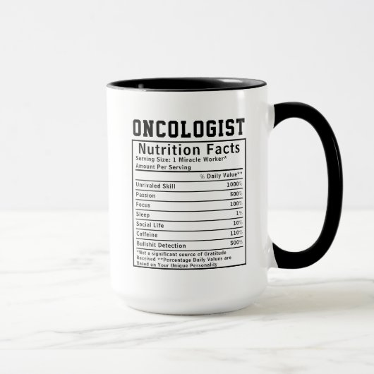 Mug Faits Nutritionnels Drôles d'Oncologue Médecins (Droite)