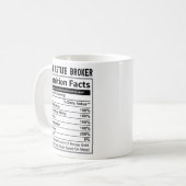 Mug Faits nutritionnels drôles pour un courtier immobi (Devant gauche)