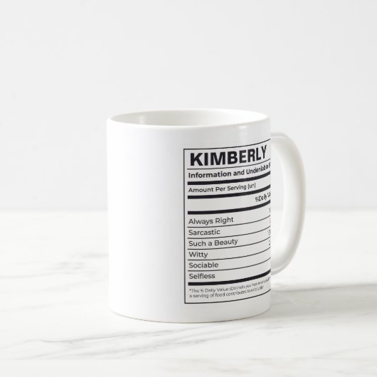 MUG FAITS NUTRITIONNELS D'UNE PERSONNE NOM CUSTOMISÉ (Devant droit)